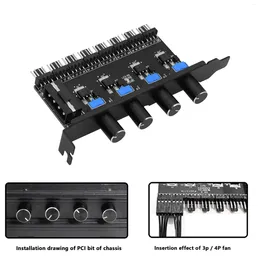 Computer Cables 12V Cooling Fan Hub Easy Instal 1 To 3 8 Way PC Case 4Pin 3Pin Speed Controller Practical Regulator Splitter Adapter