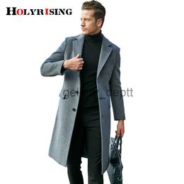 Men's Wool Blends 2023 over the knee long men's fashion slim wool coat luxury business gentleman Pea Coat Male Trench Coat Overcoat 19454 J230918