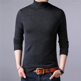 Men's Sweaters Winter Turtleneck Sweater Men Warm Slim Pure Wool Pullover Brand Clothing Soft Solid Color Knitwear Homme Z3064