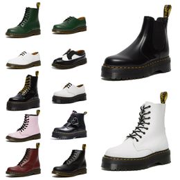 Женские дизайнерские ботинки Mono Chelsea doc martens OG Platform Jadon Smooth Leather Dr Martins Boot AirWair женщина Ankle martin Nappa Ботинки с желтой строчкой Мокасины Туфли