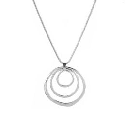 Pendants 925 Sterling Silver 18 Inches Three Circle Pendant Chain Frosted Necklace For Women Fashion Wedding Party Charm Jewellery