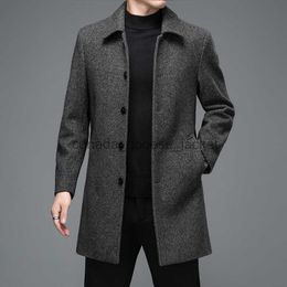 Women's Wool Blends High Quality Mens Winter Jackets and Coats Business Casual Woollen Jackets Coats Long Overcoat Men Turn Down Collar Wool BlendsL230918