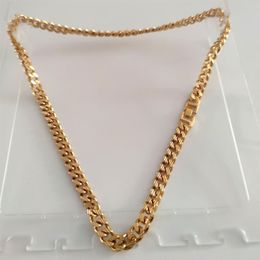 Classics 10k Fine Solid GOLD FINISH Stripe Cuban Curb Chain NECKLACE 24 Heavy Jewellery THICK284Q