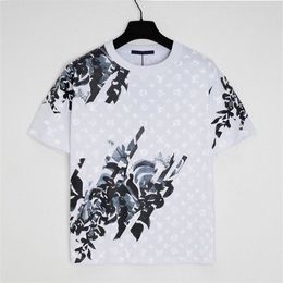 2023ss early spring new high-grade cotton printed T-shirt round neck stitching pullover short sleeves Size m-xxxl Color black white j9277