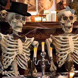 Costume Accessories Full Life Size Halloween Poseable Decoration Party Prop New Halloween Skeleton Holiday DIY Decorations L230918