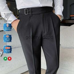 Men's Pants Sidetab casual pants men's high-waisted office pants with black tapered fabric VINTINO QL J230918