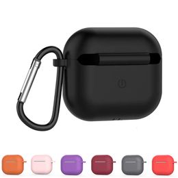 Earphone Accessories Soft Silicone Cases For Apple 3 Protective Wireless Headphones Cover with Hook Air Pods Charging Box Bag 230918