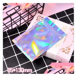 Storage Bags 20Pcs Small Holographic Baggies One Side Clear Aluminium Foil Plastic Bags1 Drop Delivery Home Garden Housekeeping Organi Dhhbr