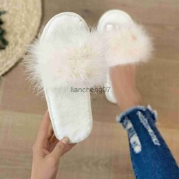 Slippers Winter Women'S Shoes Indoor House Cotton Slippers Solid Warm Home Outside Wear Opentoe Flat Bottom Plush Cotton Slippers Zapatos x0916