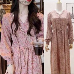 Basic Casual Dresses Korea Style Vintage Maternity Floral Dress For Nursing Autumn Loose Postpartum Woman Breastfeeding Clothes Chiffon Beach Dresses L230918