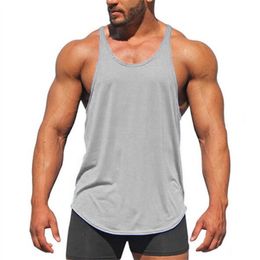 Fitness Tank Top Men Bodybuilding Clothing Fitness Men Shirt Crossfit Vests Cotton Singlets Muscle Top gyms Undershirt Sleeveless 269I