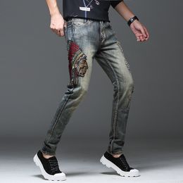 Men's Jeans High Quality Mens Slimfit Ripped Retro Blue Light Luxury Embroidery Decorating Sexy Stylish Street Fashion Jeans; 230918