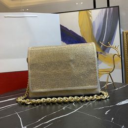 Frosted Leather Hot Drill Flap Bag Designer Shoulder Bags Chain Crossbody Purse Gold Hardware Head Top Quality Lady Handbag Top Quality Clutch