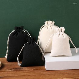 Jewelry Pouches Wholesale 10Pcs/Lot Natural Canvas Bags Bracelet Storage Packaging Thick Drawstring Candy Gift Bag