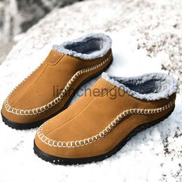 Slippers New Cotton Slippers Men Winter Outdoor Men Shoes WaterProof Cold-Proof Casual Shoes Men Plush Warm Man Footwear Big Size 38-48 x0916