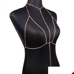 Other Y Crystal Bra Slave Harness Body Chain Women Rhinestone Choker Necklace Bikini Beach Fashion Jewellery Drop Delivery Dhn2O