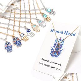 Pendant Necklaces Womens Designer Necklace Sier Gold Plated Chain Classic Evil Eye Hamsa Hand Charms Jewelry Gift Drop Delivery Pendan Dhexm
