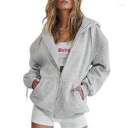 Women's Hoodies Womens Zip Up Long Sleeve Fall Cropped Sweatshirts Casual Y2K Vintage Jacket With Pockets Slim Fit Coat