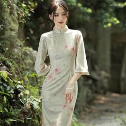 Ethnic Clothing Elegant Brocade Satin Long Fork Cheongsam Chinese Classic Women's Qipao Short Sleeve Sexy Wedding Evening Party Dress 3XL