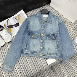 Fashion Women Denim Coat Jacket Designers Gold Buckle Coats Streetwear Hiphop Street Style Jackets Outerwear295C