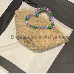 Totes Luxury Diamonds Straw Bag Heart Handle Handbags Designer Rattan Bag Summer Beach Basket Shoulder Bags Purses03