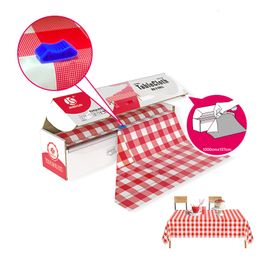 Disposable Table Covers Red Gingham Plastic Tablecloth Roll With Cutter 54' x 400" - In Self Cutting Box - For Picnics BBQs and Birthday Parties 230918