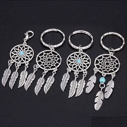 Keychains Lanyards Mini Car Keyring Handmade Dream Catcher Home Decor Keychain Feather Jewellery Keyholder Dreamcatcher Pendant Wall Han Dhpbh