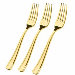 Disposable Dinnerware Gold Plastic Forks 7.4inch - Disposable Plastic Gold Silverware Cutlery-Perfect for Parties Weddings and Catering Events 230918