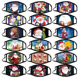 Merry Christmas Face Mask Fashion Creativity Cartoons Santa Elk Printing Masks Dust-proof Reusable Washable Xmas Mouth Mask 500pcs