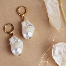 Dangle Earrings Fashion White Irregular Baroque Shell Pearl Gold Holiday Gifts Halloween Jewelry Lucky
