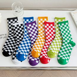 Fashion Street Hip Hop Chess Card Checker Medium Tube Socks INS Autumn and Winter Unisex Personalised Cotton Socks for Men and Women