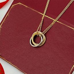 Collana con ciondolo Trinity collane di diamanti gioielli in oro per donne Anelli in oro 18 carati con anelli in argento Collana di gioielli firmati per regalo di festa di nozze spedizione gratuita