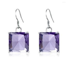 Dangle Earrings Created Amethyst Gemstone Drop For Women Genuine 925 Sterling Sliver Wedding Engagement Fine Jewellery Part Gift