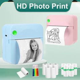 Mini Printer Portable Wireless BT Thermal Photo For IOS Android Mobile Phone, Inkless Printing Gift Study Notes Label Receipt With 11 Roll Of Paper