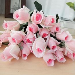 Decorative Flowers 10pcs Feel Real Touch Rose Bud Faux Branch For Luxury Home Decoration Valentine's Gift Wedding Decor Fake Roses