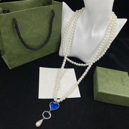 Fashion Pearl Necklace Lover Chain For Women Gem Love Letter Pendant Designer266J