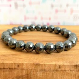 MG1210 Trendy Faceted Hematite Wrist Mala Bracelet Psychic Protection Wrist Mala Beads Bracelet Self Confidence Jewelry2939