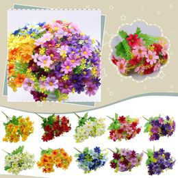 Decorative Flowers Indoor Flower Artificial Faux 6Pcs Daisy Wildflowers Decor Outside Garden Silk Wreath