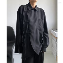 Women's Blouses SuperAen Chinese Placket Asymmetric Design Button Shirt Loose Drape Long Sleeve For Women
