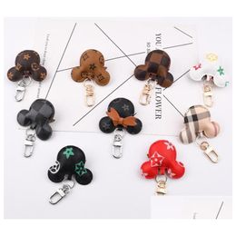 Mouse Design Car Keychain Flower Bag Pendant Charm Jewelry Keyring Holder For Women Men Gift Fashion Pu Leather Animal Key Chain Acces Dhc8I