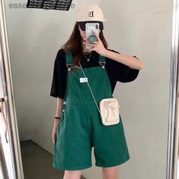 Women's Jumpsuits Rompers S to 5XL Womens Green denim Overalls Summer plus size Cute Student All-match Loose Baggy Overall Shorts L230918