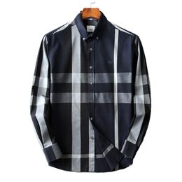 Men's Casual Shirts Autumn Long Sleeve Large Size Formal Shirt Plaid Collar Button Up ShirtMen's#352388