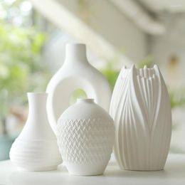 Vases European Style White Ceramic Vase Decorative Ornaments Dry Flowers In The Entrance Flower Crafts Arrangements