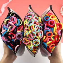 100Pcs Elastic Rubber Band Girls Fashion Towel Hair Ring Colour Nylon Head Rope Women's Korean Version Hair Rope Hair Accessories