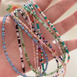 Ethinic Seed Beads Strand Boho Choker Necklace Women String Collar Charm Colourful Handmade Bohemia Collier Femme Jewellery Gift