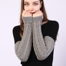 Winter Half Finger Gloves Long Twist Knitted Arm Warmer Fingerless Cuff Sleeve Armband Mittens for women fashion