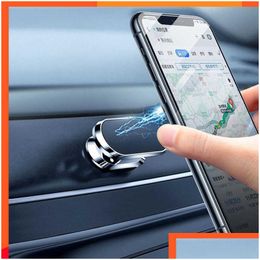 Other Interior Accessories Magnetic Car Phone Holder Rotatable Mini Strip Shape Stand For Mobile Metal Strong Magnet Gps Mount Cellpho Dhndm