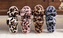 Slippers Winter Slippers Women Cute Warm Home Slippers Leopard print House Floor Slippers Indoor Slides Fat fur Women Shoes Child Sliders x0916