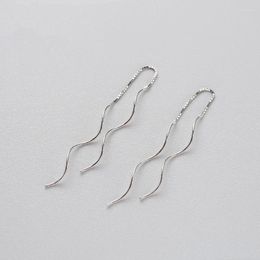 Dangle Earrings 925 Sterling Silver For Women Simple Long Section Curve Line Generous Wild Temperament Wire Earring