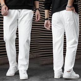 Men's Pants Fashion White Casual Mens Oversize Straight Loose Trousers Male Elastic Waist Black Sweatpants Husband Stretch 7XL